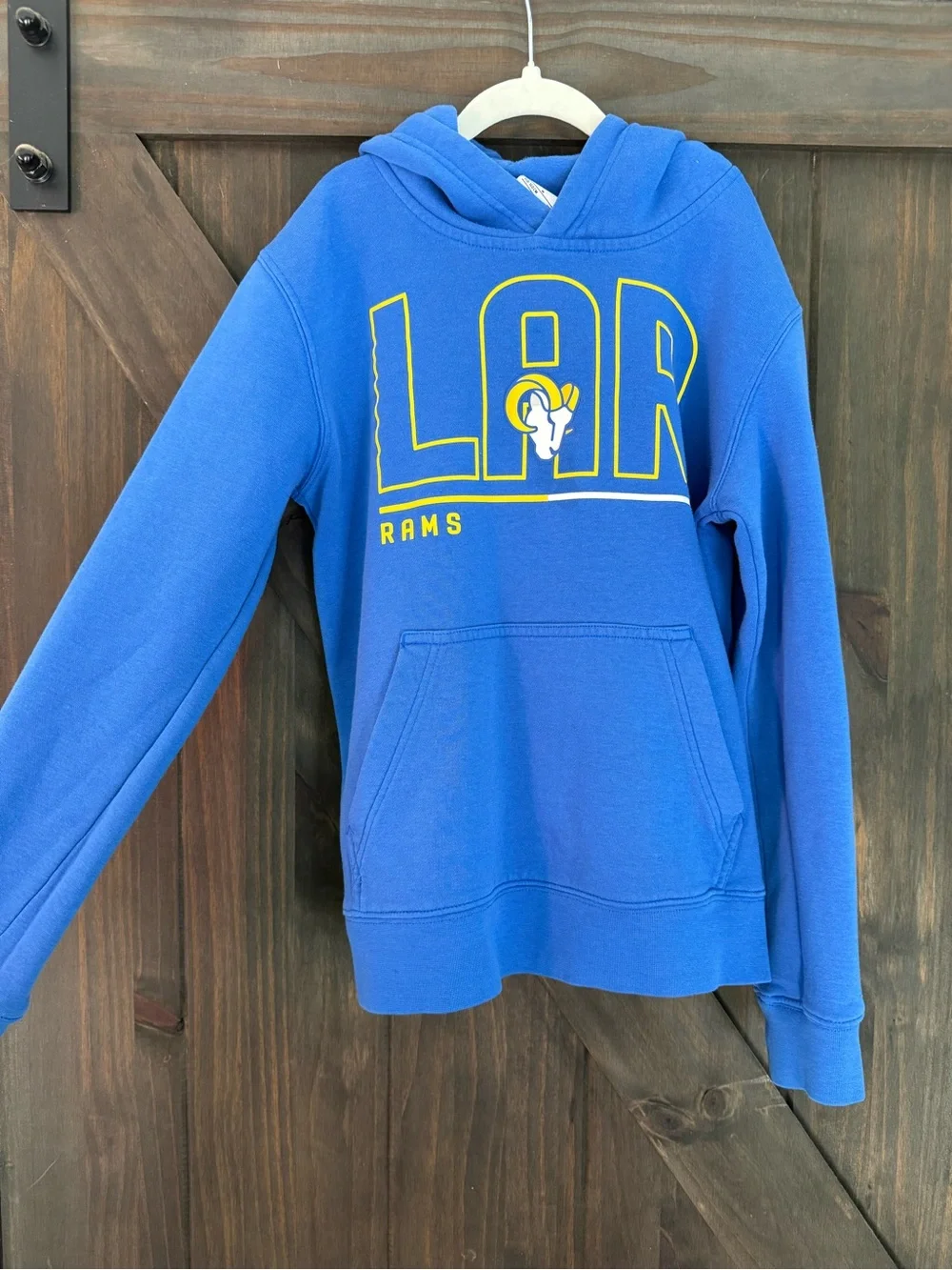 Nike Royal Blue Kids Las Angeles Rams Hoodie with Yellow Logo